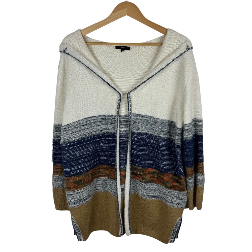 Fate Womens Hooded Cardigan Sz‎ Large Open Front Striped Cozy Comfy Southwestern